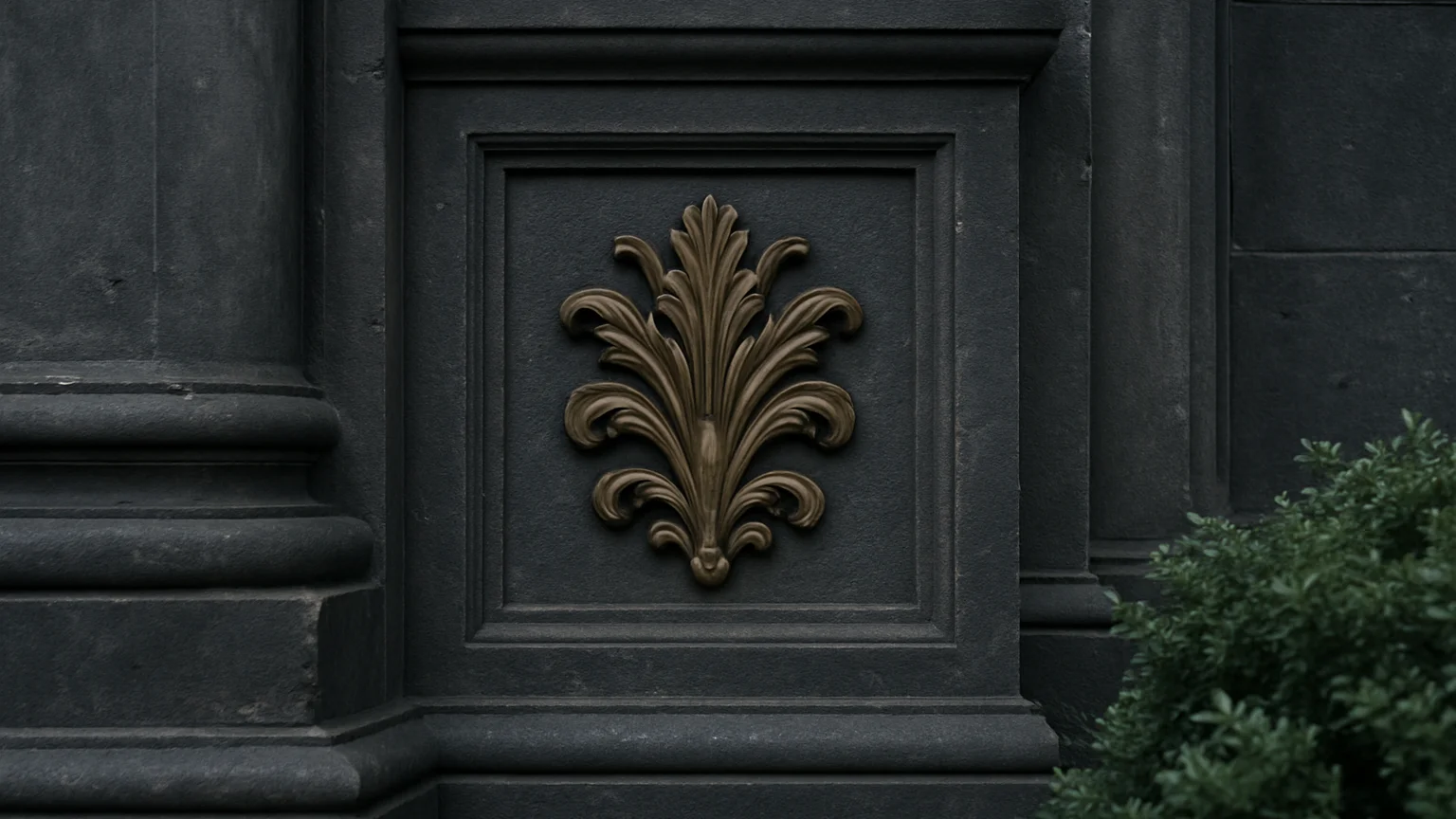 Second artwork placeholder, carved stone detail with muted bronze